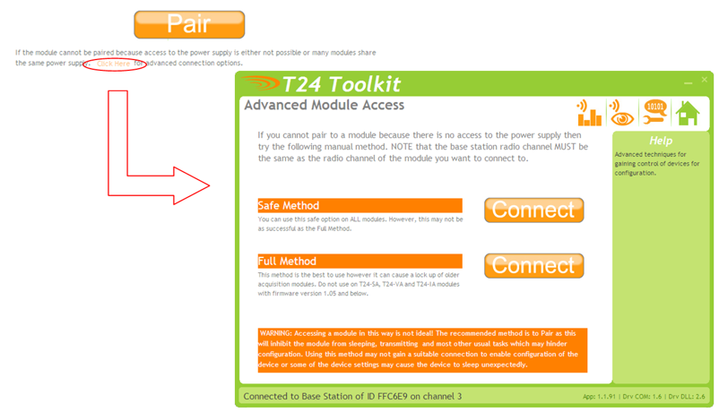 How to pair to your T24 telemetry acquisition without removing power